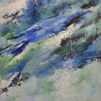 Painting titled "Sea foam" by Juven Salamander, Original Artwork, Oil Mounted on Wood Stretcher frame