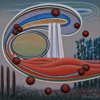 Painting titled "Dunes." by Oleksandr Koltsov, Original Artwork, Acrylic Mounted on Wood Stretcher frame