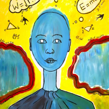 绘画 标题为“E=MC2” 由Marion Bouche, 原创艺术品, 油 安装在木质担架架上