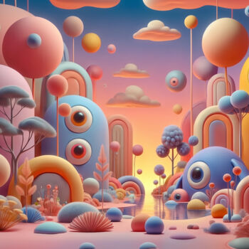 「Echoes of a Gentle…」というタイトルのデジタルアーツ Alberto Capitaniによって, オリジナルのアートワーク, AI生成画像