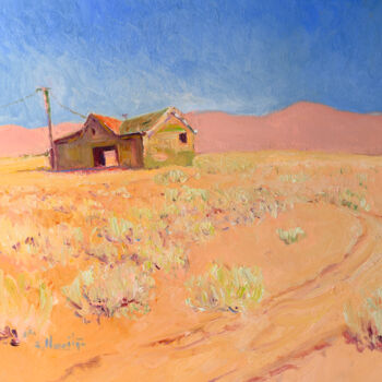 Painting titled "Abandoned Ranch in…" by Suren Nersisyan, Original Artwork, Oil Mounted on Wood Stretcher frame