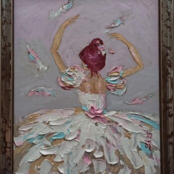 Painting titled "Ballerina Painting…" by Svetlana Sindere, Original Artwork, Oil Mounted on Cardboard