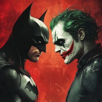 绘画 标题为“Batman with Joker” 由Yass, 原创艺术品, 油