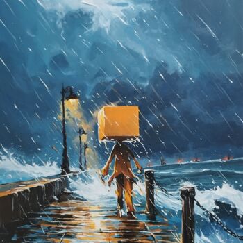Painting titled "Le retour de Violet…" by Laurent Perazza, Original Artwork, Acrylic Mounted on Wood Stretcher frame
