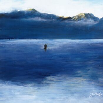 Peinture intitulée "Lac Lugu" par Zude Lu, Œuvre d'art originale, Acrylique Monté sur Châssis en bois