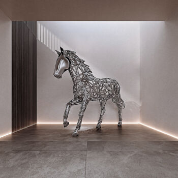 Sculpture titled "Horse NO.1" by Sebastian Novaky, Original Artwork, Stainless Steel