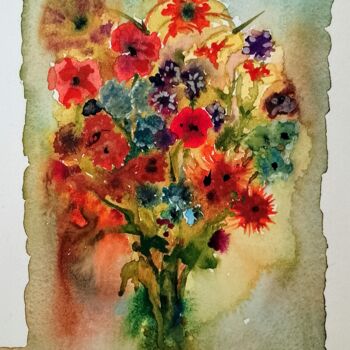 绘画 标题为“Melting Flowers” 由Clemens Müller, 原创艺术品, 水彩