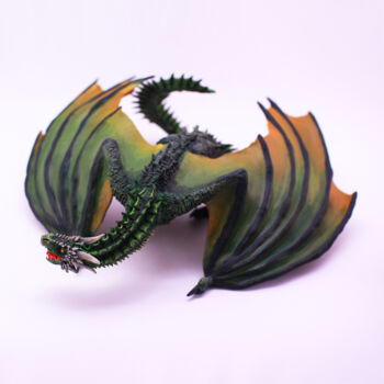 Sculpture intitulée "Green dragon sculpt…" par Alexandr Subbotin, Œuvre d'art originale, Pâte polymère