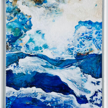 Painting titled "Ecume stellaire" by Emma Lapassouze, Original Artwork, Acrylic Mounted on Wood Stretcher frame