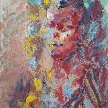 Peinture intitulée "Girl of the East. C…" par Allen Light, Œuvre d'art originale, Huile Monté sur Carton