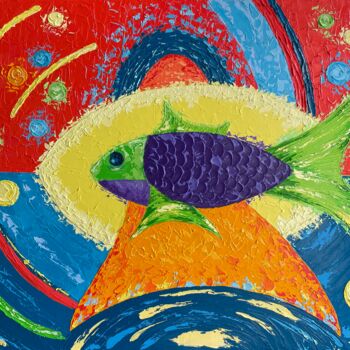 Painting titled "Fish number 1" by Liudmyla Riabkova, Original Artwork, Oil