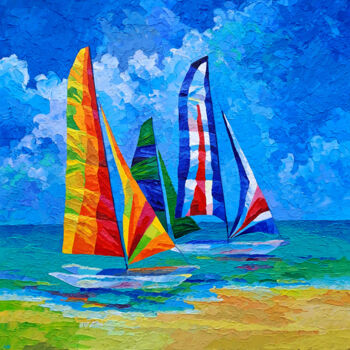 绘画 标题为“Tropical Sailboat A…” 由Mariia Raskin, 原创艺术品, 丙烯
