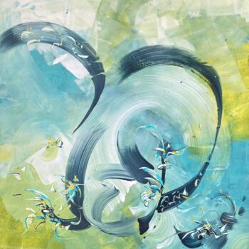 Painting titled "WINDS" by Delphine Bernard, Original Artwork, Acrylic Mounted on Cardboard