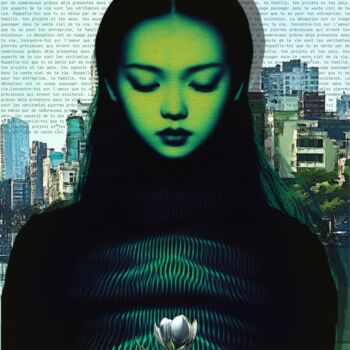 数字艺术 标题为“Macau (tons verts)” 由Cocoa Doll, 原创艺术品, 数字打印