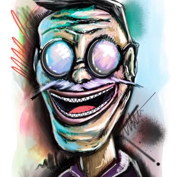 Digital Arts titled "Le binoclard" by Sébastien Gaonach, Original Artwork, Digital Painting