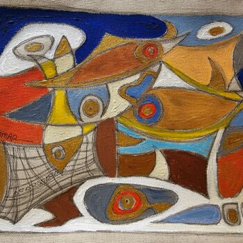 Painting titled "Under the ocean" by Omar Yousef Alrashed, Original Artwork, Acrylic
