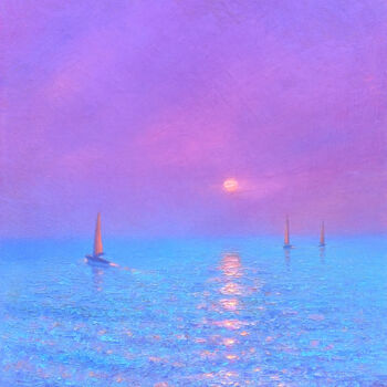 Painting titled "Sea 04" by Dmitry Oleyn, Original Artwork, Oil Mounted on Wood Stretcher frame