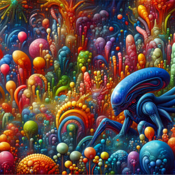 Digitale Kunst mit dem Titel "Enigmatic Wanderer:…" von Alberto Capitani, Original-Kunstwerk, KI-generiertes Bild