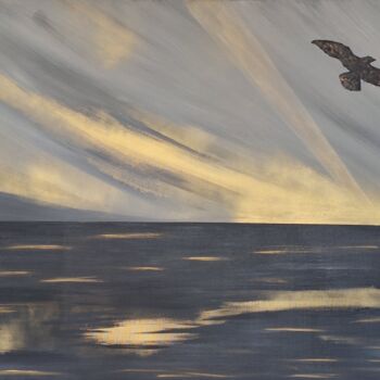 Painting titled "Halcyon" by Nathalie Mitifiot Zeiger, Original Artwork, Acrylic Mounted on Wood Stretcher frame