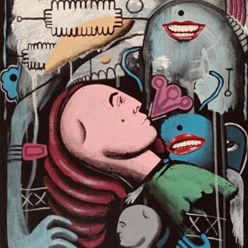 Painting titled "Le sommeil" by Flavien Couche, Original Artwork, Acrylic Mounted on Wood Stretcher frame