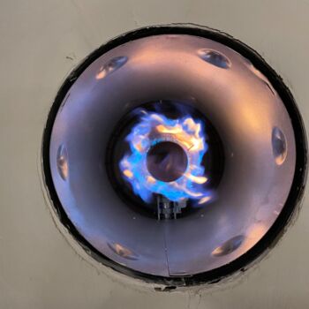 Sculpture titled "To burn, burn, burn" by Sylvain Barberot, Original Artwork, Metals Mounted on Wood Stretcher frame