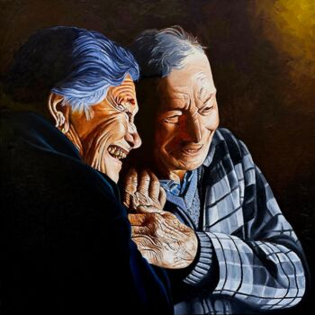 Painting titled "Entardecer" by Aurelio Bentes Bravo, Original Artwork, Oil Mounted on Wood Stretcher frame