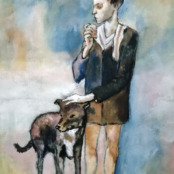 Peinture intitulée "El perro de Pablo" par Isabelle Bodiguel, Œuvre d'art originale, Acrylique Monté sur Châssis en bois