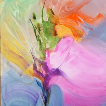 「HAÏKU D'ÉTÉ / SUMME…」というタイトルの絵画 Michele Madeleine Guillotによって, オリジナルのアートワーク, アクリル ウッドストレッチャーフレームにマウント