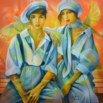 Peinture intitulée "le premier pas" par Jeannette Guichard-Bunel, Œuvre d'art originale, Huile Monté sur Châssis en bois