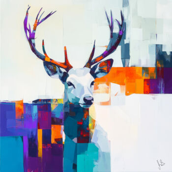Malerei mit dem Titel "Deer 2" von Angelo Makula, Original-Kunstwerk, Acryl Auf Holzplatte montiert