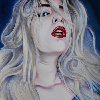 Drawing titled "Meness (Moon)" by Taha Mansour, Original Artwork, Pastel