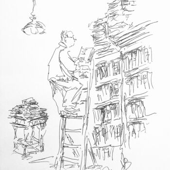 Disegno intitolato "The reader." da Victoria General, Opera d'arte originale, Biro