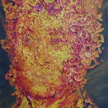 Painting titled ""Pushkin: Flame of…" by Allen Light, Original Artwork, Oil Mounted on Wood Stretcher frame