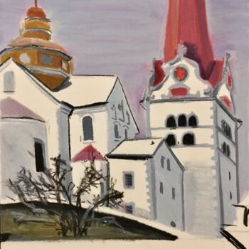 图画 标题为“Stiftskirche St. Mi…” 由Hugo Silva, 原创艺术品, 粉彩