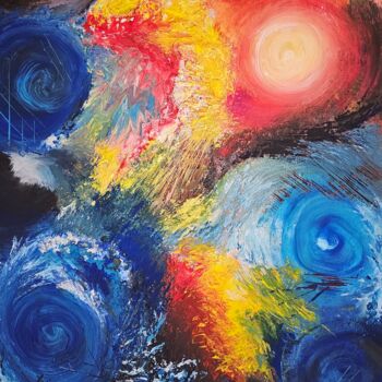 Painting titled "Creation" by Sylvie Do (Dotran), Original Artwork, Acrylic Mounted on Wood Stretcher frame