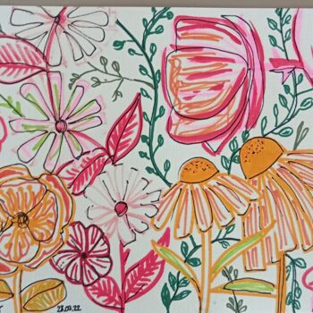 Ζωγραφική με τίτλο "Blumen #02" από Hatice Diker, Αυθεντικά έργα τέχνης, Μαρκαδόρος