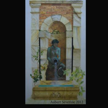 Pittura intitolato "fontaine trompe l'o…" da Sevie Mage, Opera d'arte originale, Olio