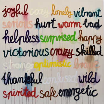 Painting titled "Feelings!" by Astrid Stoeppel, Original Artwork, Acrylic Mounted on Wood Stretcher frame
