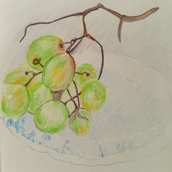 Ζωγραφική με τίτλο "Trauben" από Hatice Diker, Αυθεντικά έργα τέχνης, Κοντέ