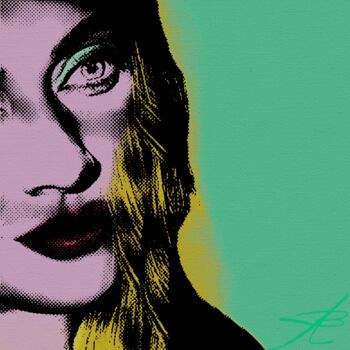 Artes digitais intitulada "CJ's POP ART CLOSE…" por Alexandra Bloodworth, Obras de arte originais, colagem digital