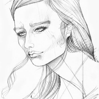 Dessin intitulée "Bellezza androgina" par O-Hido Sonia Art, Œuvre d'art originale, Stylo à bille