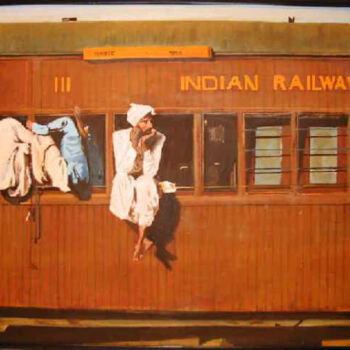 Pintura intitulada "Indian Railways" por Sid Katragadda, Obras de arte originais