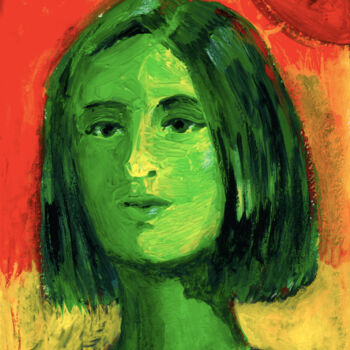 绘画 标题为“Portrait mit gelber…” 由Götz Wiedenroth, 原创艺术品, 丙烯