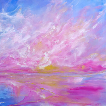 Malerei mit dem Titel "Raspberry Sky" von Sophia Kühn, Original-Kunstwerk, Acryl Auf Keilrahmen aus Holz montiert
