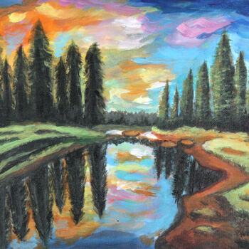 Painting titled "The Fairyland" by Sudeshnabani, Original Artwork, Acrylic