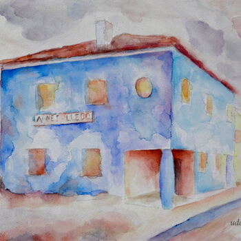 Peinture intitulée "Aq 05/24 Train Stop…" par Udo Greiner, Œuvre d'art originale, Aquarelle