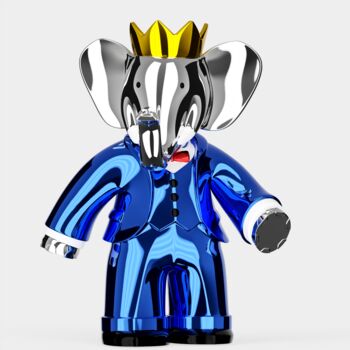 Sculpture titled "Babolex Bleu" by Vincent Faudemer, Original Artwork, Resin