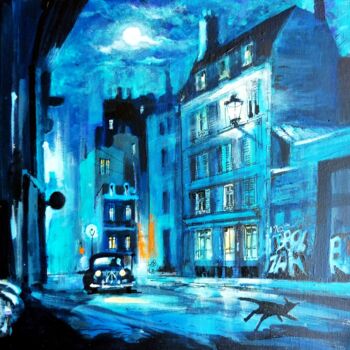 绘画 标题为“Blue City 3” 由Koen De Weerdt, 原创艺术品, 丙烯 安装在木质担架架上