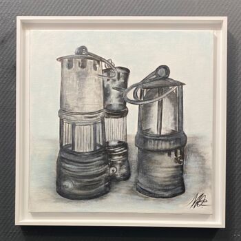 Peinture intitulée "Lampe de mineurs th…" par Mac.Cadart, Œuvre d'art originale, Acrylique Monté sur Châssis en bois