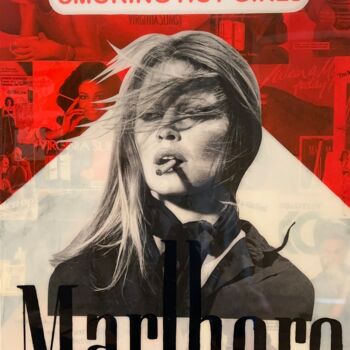 拼贴 标题为“Smoking Hot Girls” 由Jim Hudek James Hudek, 原创艺术品, 拼贴 安装在木板上